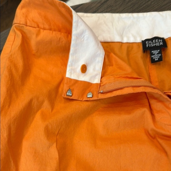 Eileen Fisher Bright Orange Cropped Cotton Pants Size Medium - Picture 4 of 8